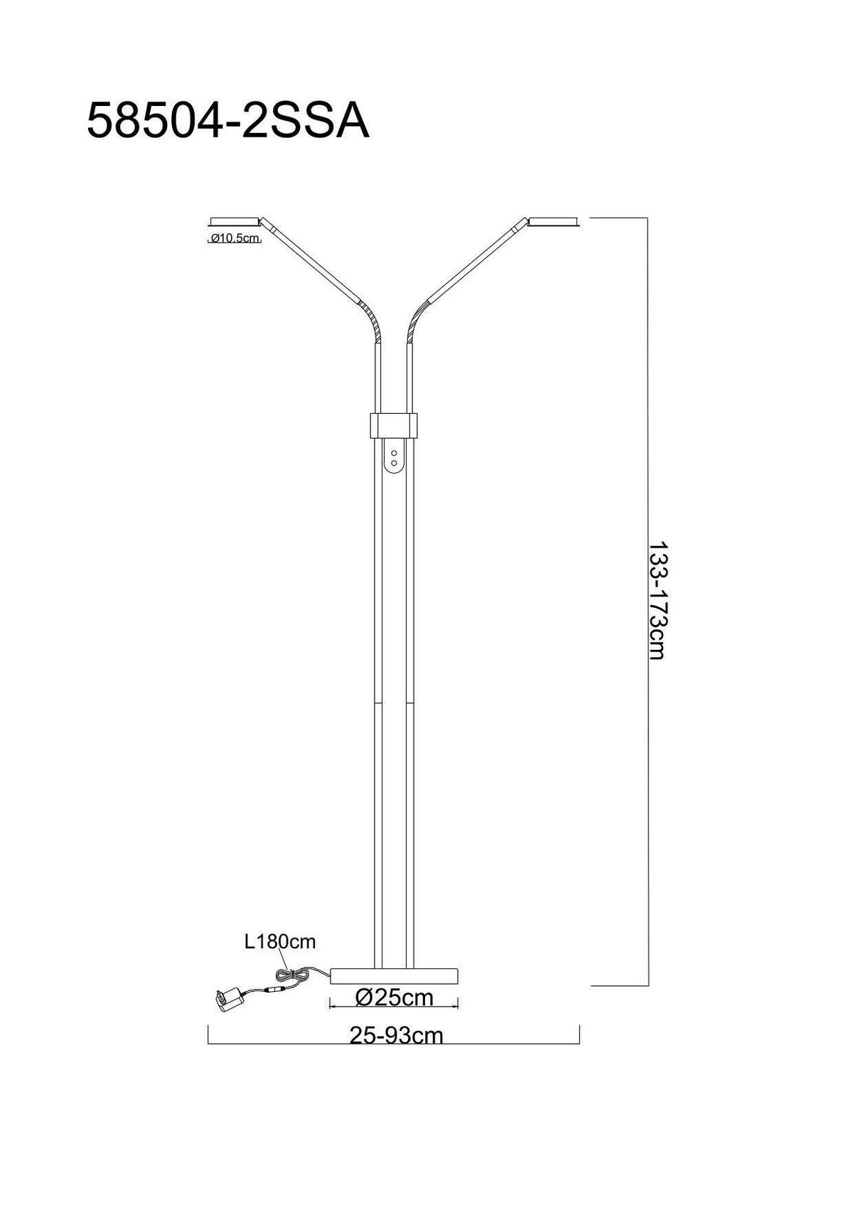 LED-STEHLEUCHTE Silvio 55/25 cm  - Sandfarben/Klar, Design, Kunststoff/Metall (55/25cm) - Globo