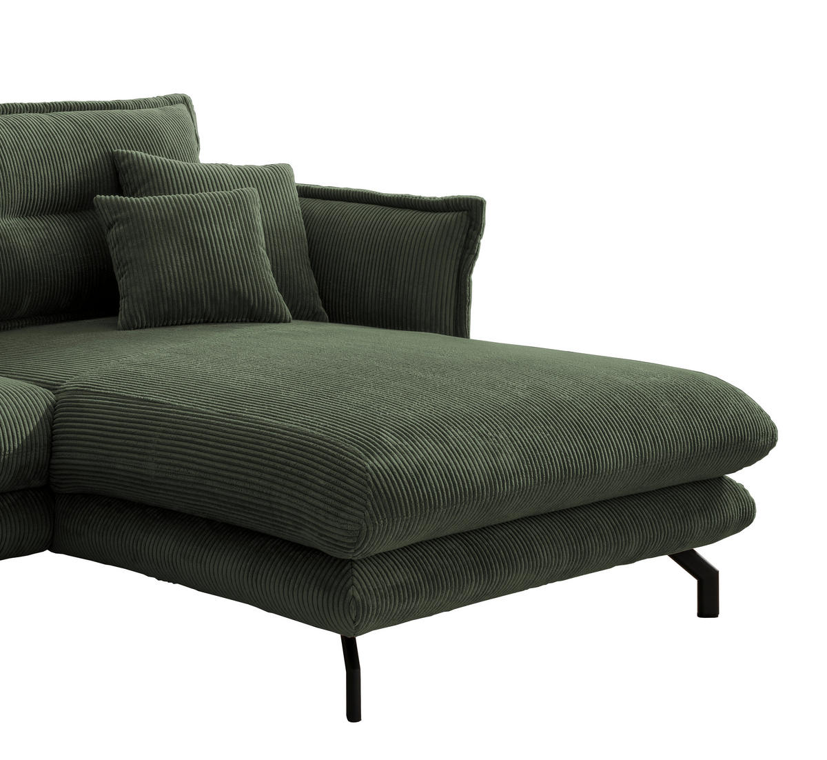 ECKSOFA Cord Grün  - Schwarz/Grün, Modern, Textil/Metall (255/180cm) - Livetastic