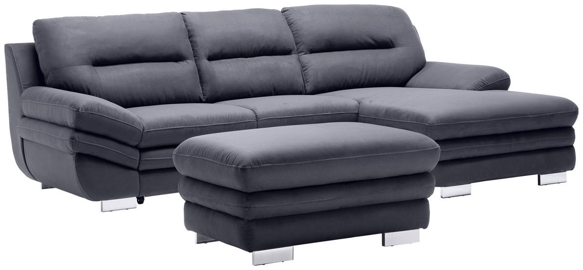 GARNITURA ZA DNEVNU SOBU antracit  - boja hroma/antracit, Dizajnerski, tekstil (270/92/166cm) - Stylife
