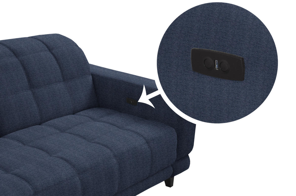 ECKSOFA in Webstoff Dunkelblau  216/302 cm  - Schwarz/Dunkelblau, Design, Holz/Textil (216/302cm) - Xora