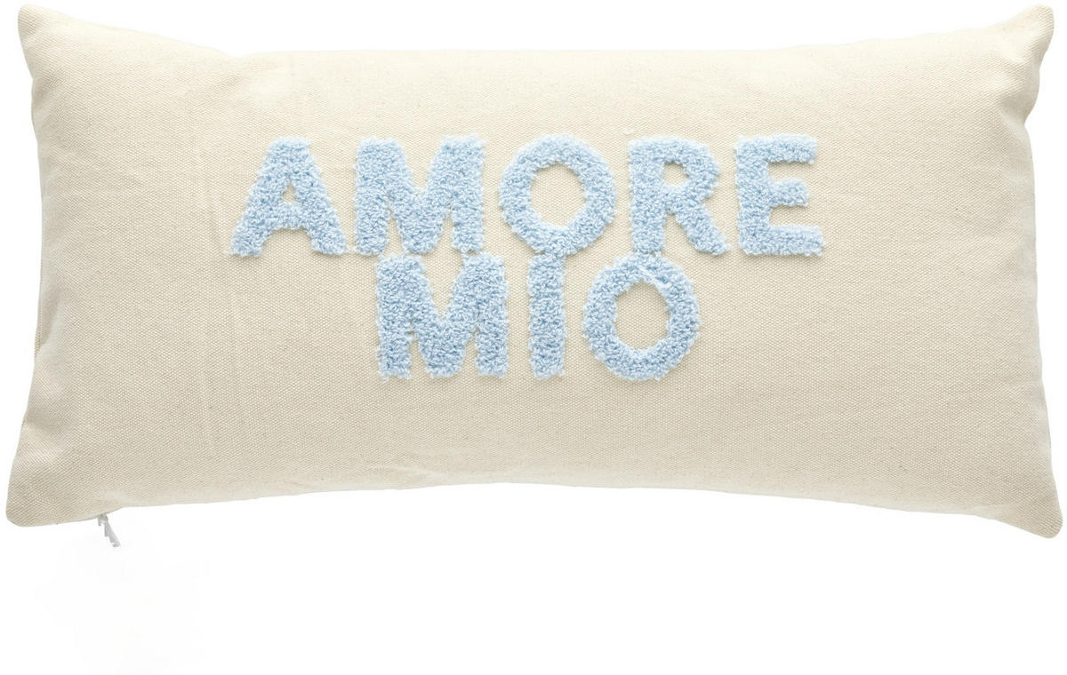 ZIERKISSEN 25/50 cm  - Blau/Weiß, Basics, Textil (25/50cm)