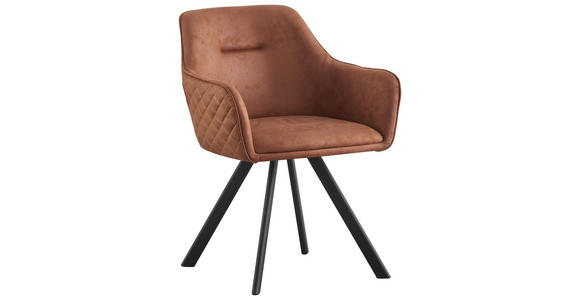 ARMLEHNSTUHL  Stoffauswahl, Sitzfläche 180° drehbar Mikrofaser  - Rotbraun/Schwarz, Design, Textil/Metall (58,5/78,5/62cm) - Hom`in