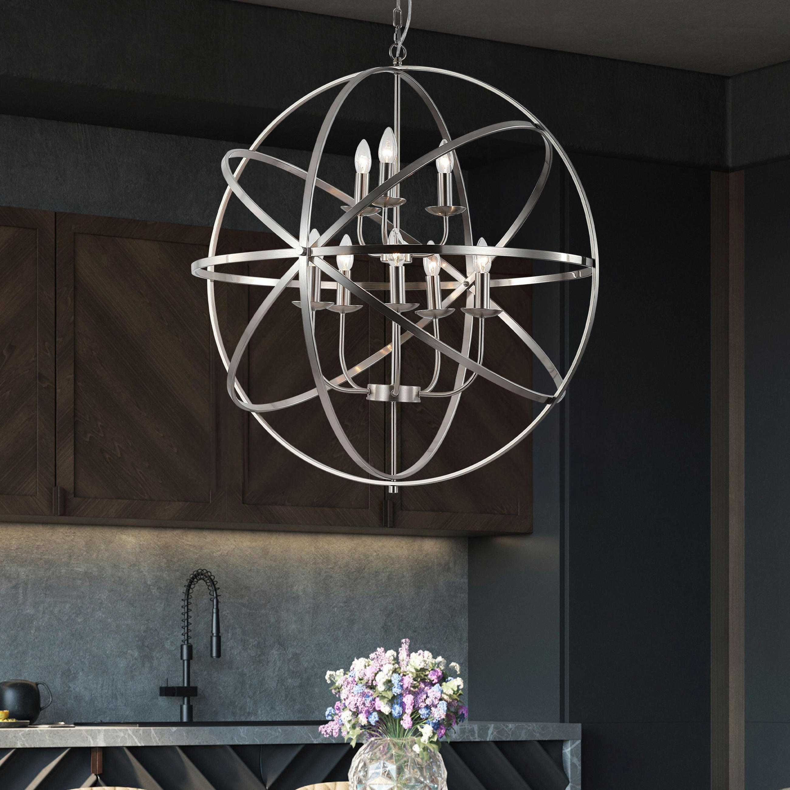 HÄNGELEUCHTE Orbit 82/213 cm   - Silberfarben, KONVENTIONELL, Metall (82/213cm) - Searchlight