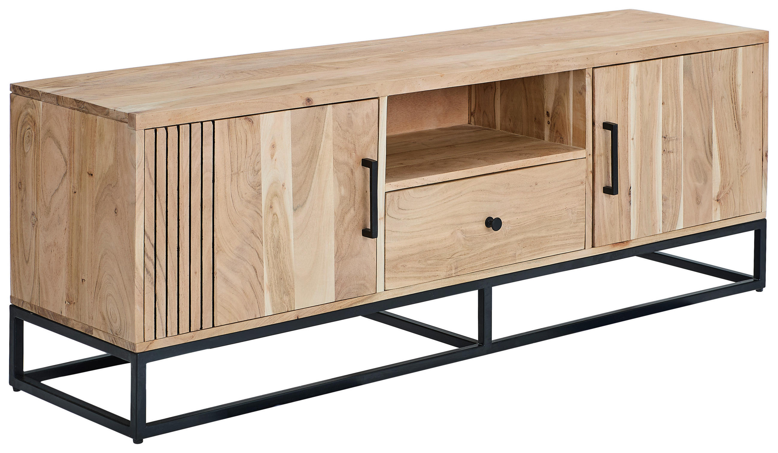 LOWBOARD  160/55/40 cm 1 Schublade(n) stehend  - Schwarz/Akaziefarben, Design, Holz/Metall (160/55/40cm) - Livetastic