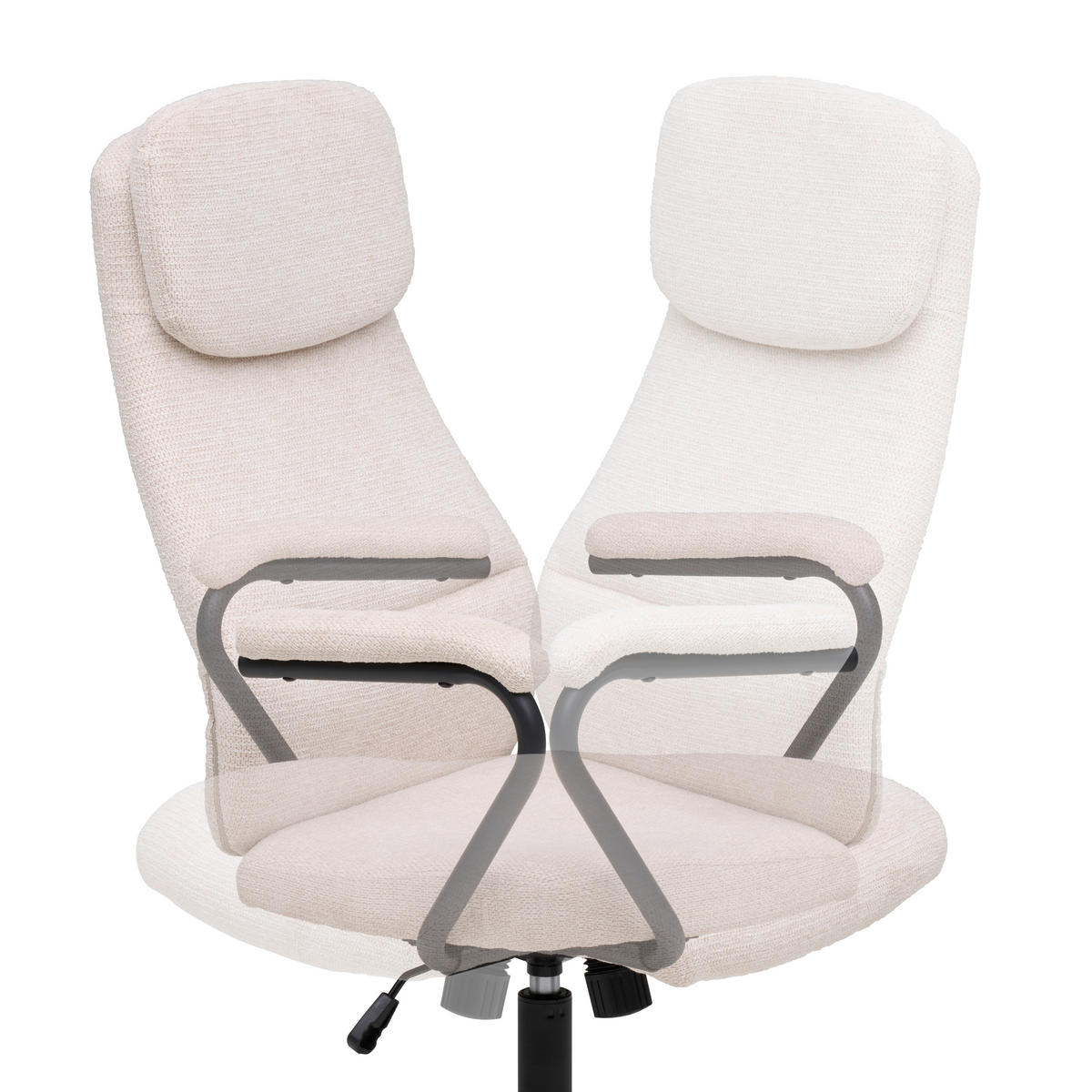 DREHSTUHL Webstoff Creme, Schwarz  - Creme/Schwarz, MODERN, Kunststoff/Textil (60/108-116/67cm) - MID.YOU