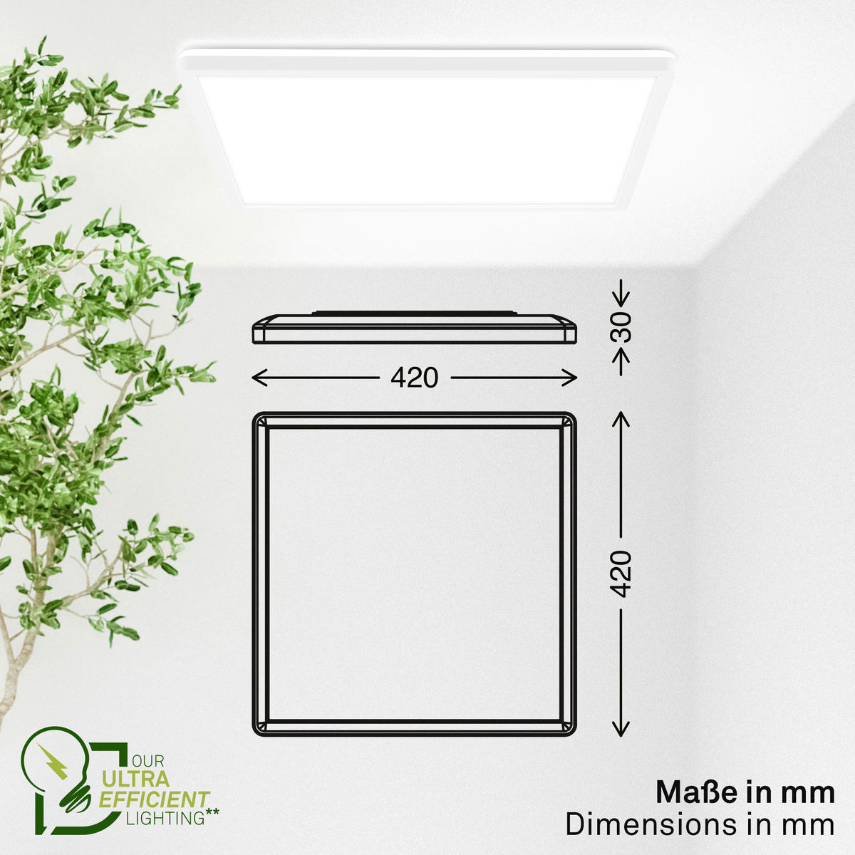 LED-DECKENLEUCHTE Tava A 42/42/3 cm   - Weiß, Basics, Kunststoff (42/42/3cm) - Briloner