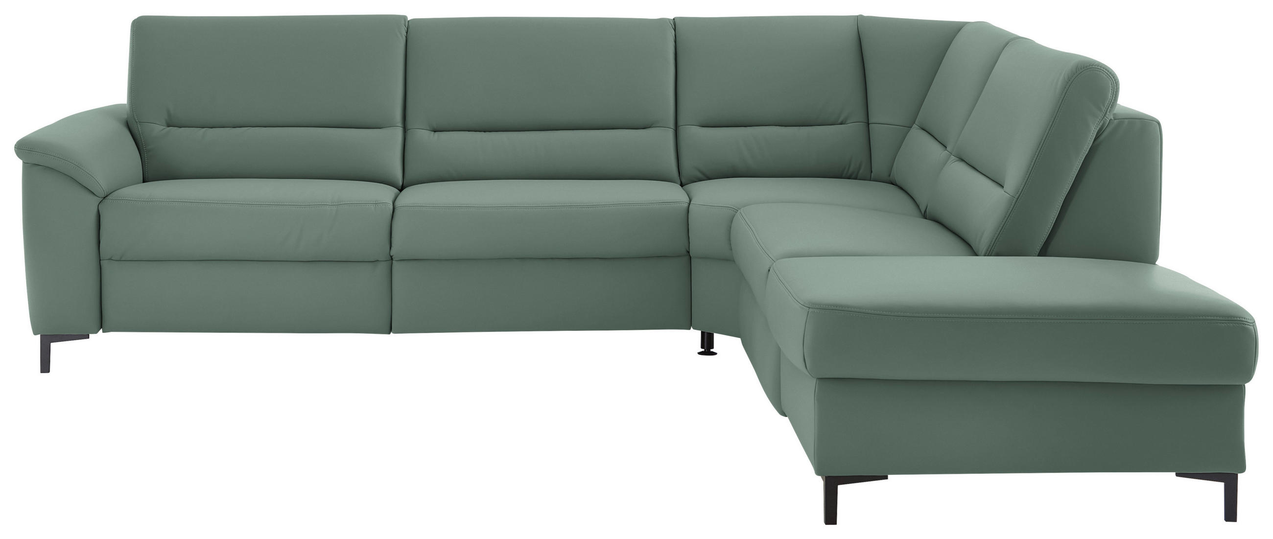 ECKSOFA  in Echtleder Opal  290/249 cm  - Opal/Schwarz, KONVENTIONELL, Leder/Metall (290/249cm) - Beldomo Premium