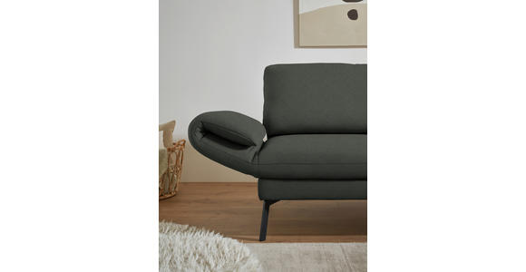 ECKSOFA  in Flachgewebe Grün Armteilverstellung, Relaxfunktion, Drehsitzfunktion  255-365/175-224 cm  - Schwarz/Grün, Design, Textil/Metall (255-365/175-224cm) - Dieter Knoll