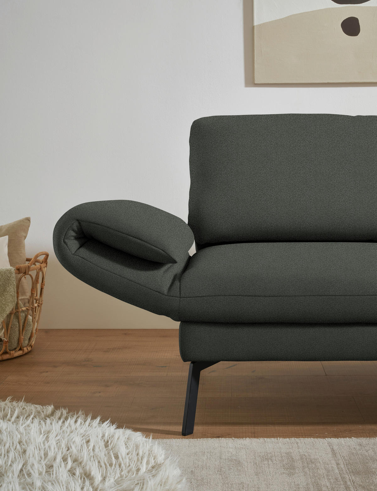 ECKSOFA  in Flachgewebe Grün  255-365/175-224 cm  - Schwarz/Grün, Design, Textil/Metall (255-365/175-224cm) - Dieter Knoll
