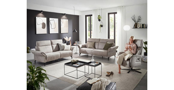 2-SITZER-SOFA Lederlook Hellgrau - Hellgrau/Schwarz, KONVENTIONELL, Textil/Metall (194/103/92cm) - Dieter Knoll