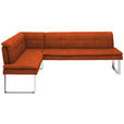 ECKBANK 174/253 cm Mikrofaser Orange, Chromfarben Metall   - Chromfarben/Beige, Design, Textil/Metall (174/253cm) - Novel