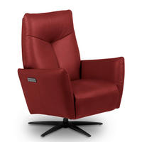RELAXSESSEL Leder Weinrot  - Weinrot/Schwarz, Design, Leder/Metall (76/107/88cm) - Livetastic