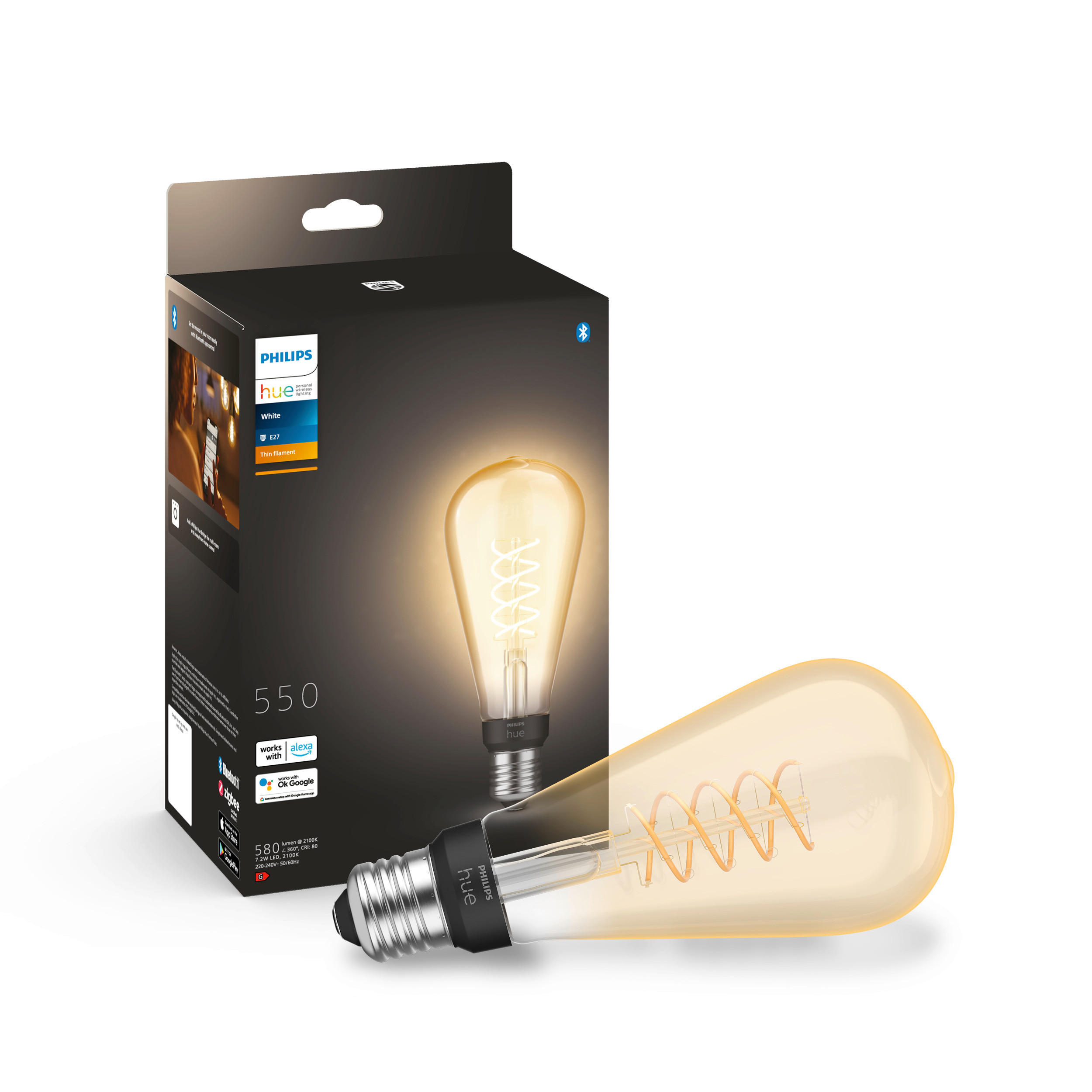 LED-FILAMENT-LEUCHTMITTEL   E27 7 W  - Basics (7,2/16,4/7,2cm) - Philips HUE