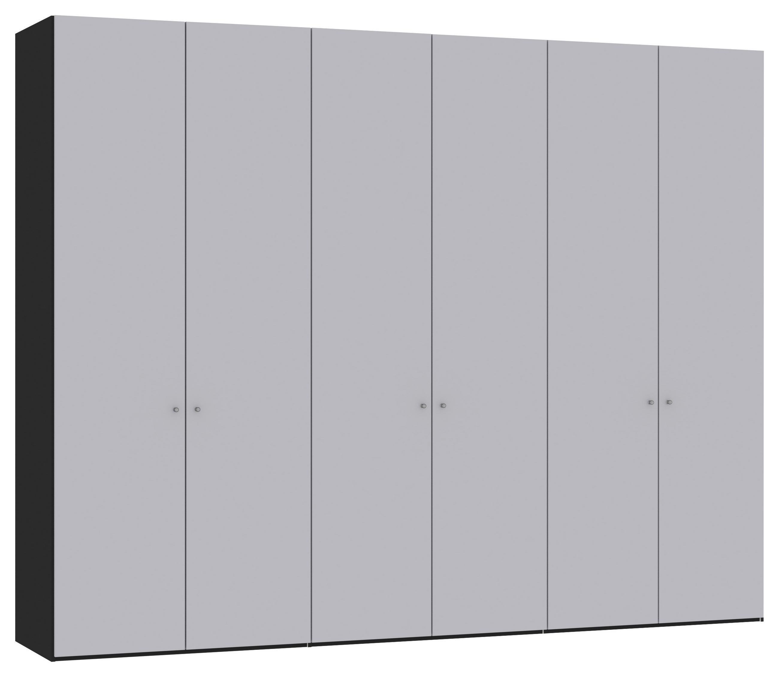 DREHTÜRENSCHRANK 303/236/59 cm,  in Hellgrau, Schwarz, 6-türig  - Silberfarben/Hellgrau, Design, Glas/Holzwerkstoff (303/236/59cm) - Jutzler