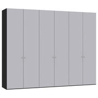 DREHTÜRENSCHRANK 303/236/59 cm,  in Hellgrau, Schwarz, 6-türig  - Silberfarben/Hellgrau, Design, Glas/Holzwerkstoff (303/236/59cm) - Jutzler