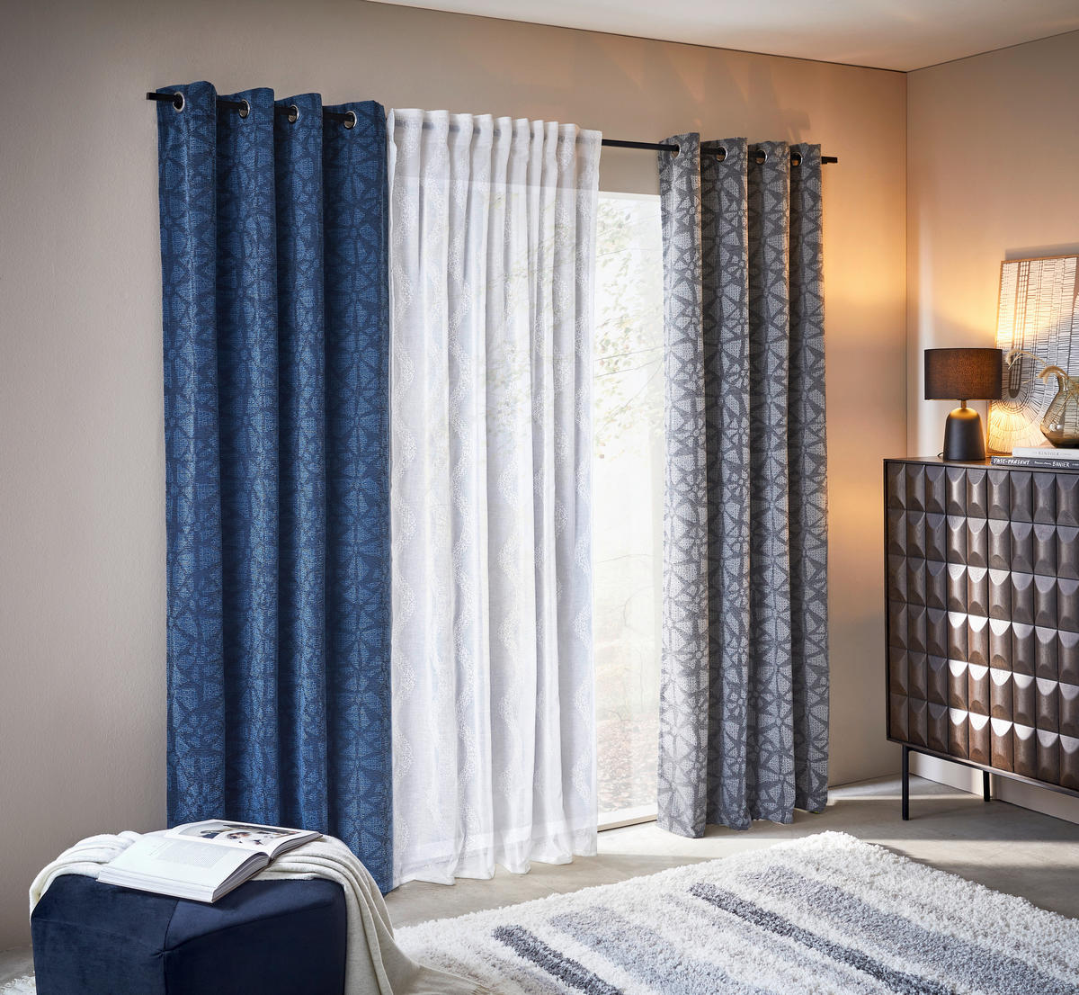 ZÁVESOVÁ TYČ S PRÍSLUŠENSTVOM 100-190 cm - čierna, Design, kov (100-190cm) - Homeware
