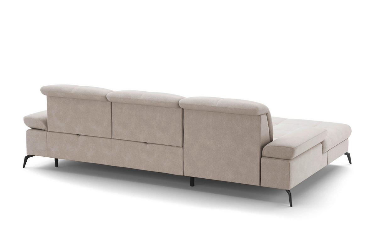 ECKSOFA in Flachgewebe Greige  - Greige/Schwarz, Konventionell, Textil/Metall (185/279cm) - Sit & More