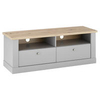 LOWBOARD  in 132/48/44 cm  - Eichefarben/Silberfarben, Design, Holzwerkstoff/Metall (132/48/44cm) - MID.YOU