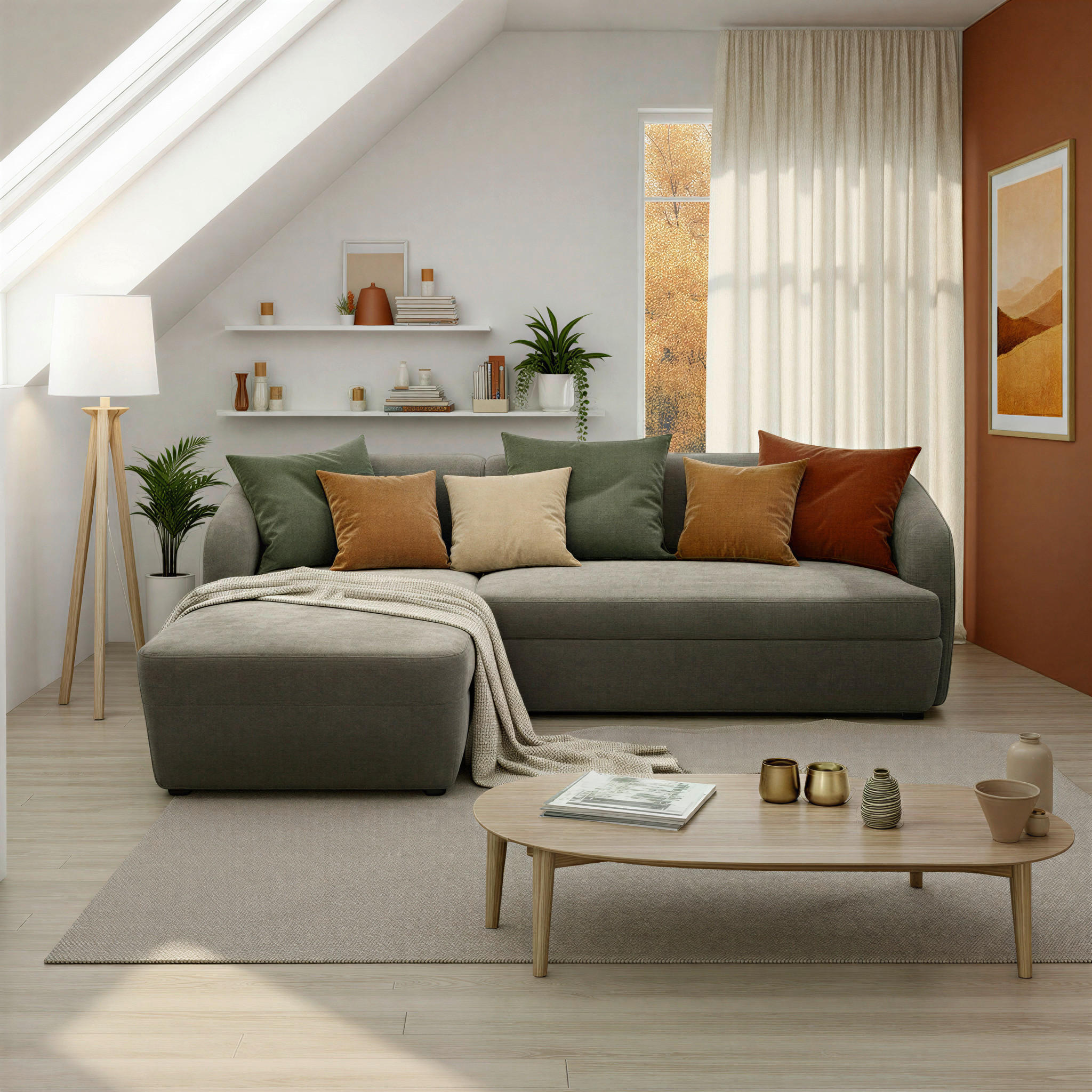 ECKSCHLAFSOFA  100 033 Taupe Webstoff  - Taupe, MODERN, Kunststoff/Textil (148-204/230cm) - Livetastic