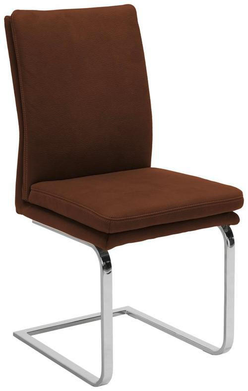 SCHWINGSTUHL  in Stahl Mikrofaser  - Chromfarben/Dunkelbraun, Design, Textil/Metall (47/100/64cm) - Novel