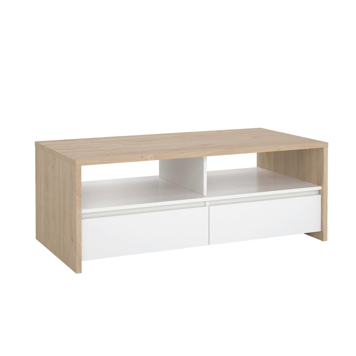 COUCHTISCH 120/60/46 cm rechteckig Weiß Hochglanz, Hickory  - Weiß Hochglanz/Hickory, KONVENTIONELL, Holzwerkstoff (120/60/46cm) - Boxxx