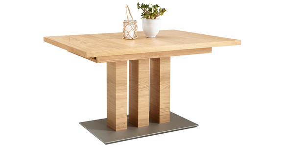 ESSTISCH Eichefarben rechteckig  ausziehbar, in verschiedenen Größen erhältlich, in verschiedenen Holzarten erhältlich, in verschiedenen Holzdekoren erhältlich, Variantenauswahl  - Edelstahlfarben/Eichefarben, Design, Holz/Holzwerkstoff (130-178/90/75cm) 