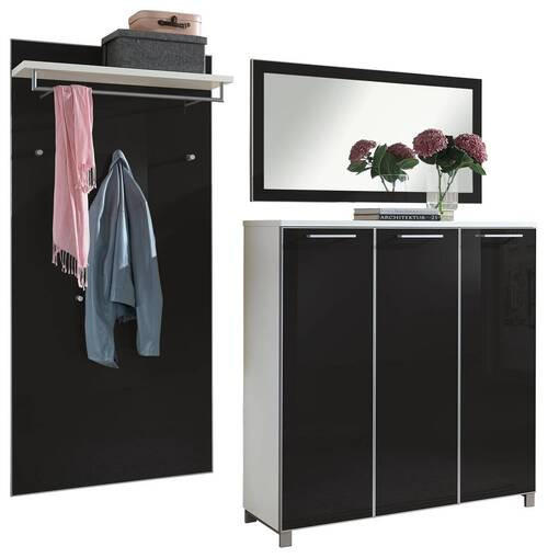 GARDEROBE 3-teilig  in 215/195/37 cm  - Anthrazit/Weiß, Design, Glas/Holzwerkstoff (215/195/37cm)