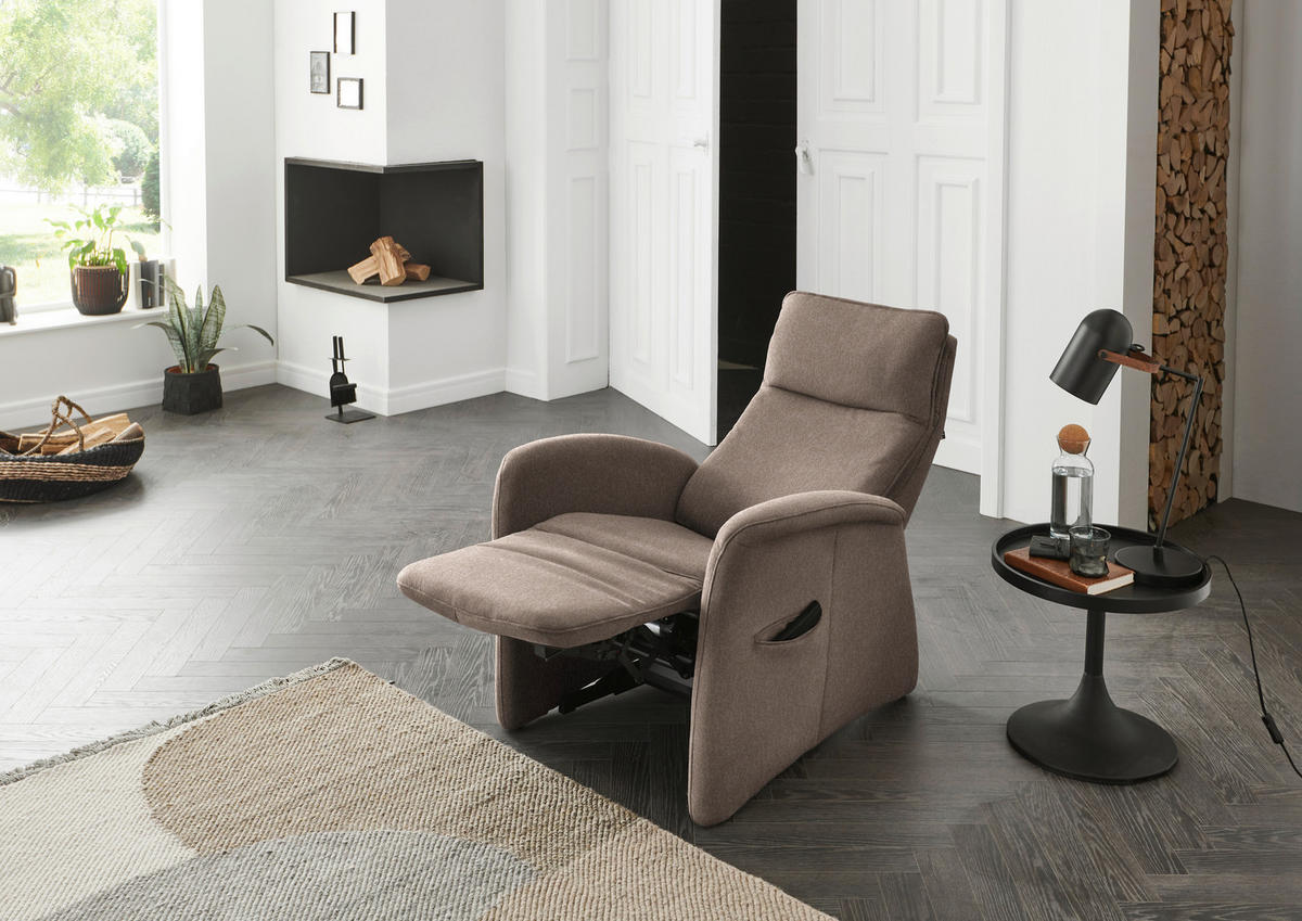 FERNSEHSESSEL in Chenille Hellbraun  - Hellbraun, KONVENTIONELL, Kunststoff/Textil (79-83/108/87cm) - Valdera