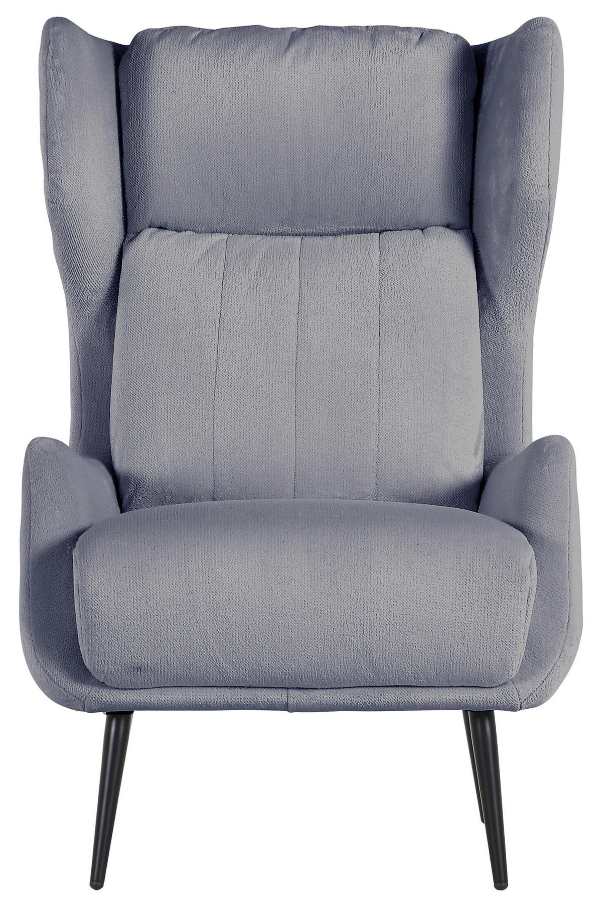 OHRENSESSEL Flachgewebe Grau  - Schwarz/Grau, Trend, Textil/Metall (75/111/83cm) - Ambia Home