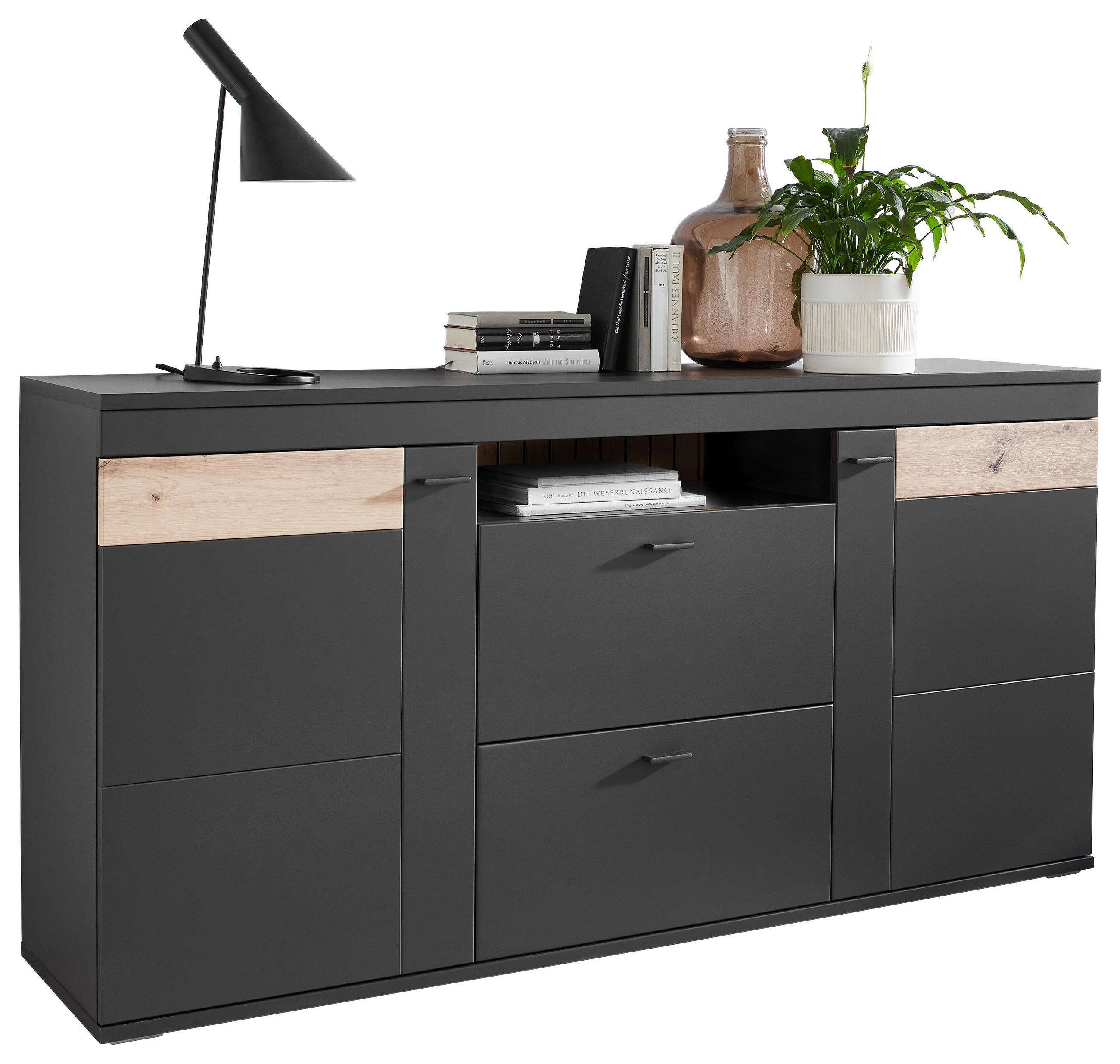 SIDEBOARD  in 180/91,2/44 cm  - Dunkelgrau/Eiche Artisan, Design, Holzwerkstoff/Kunststoff (180/91,2/44cm) - Stylife