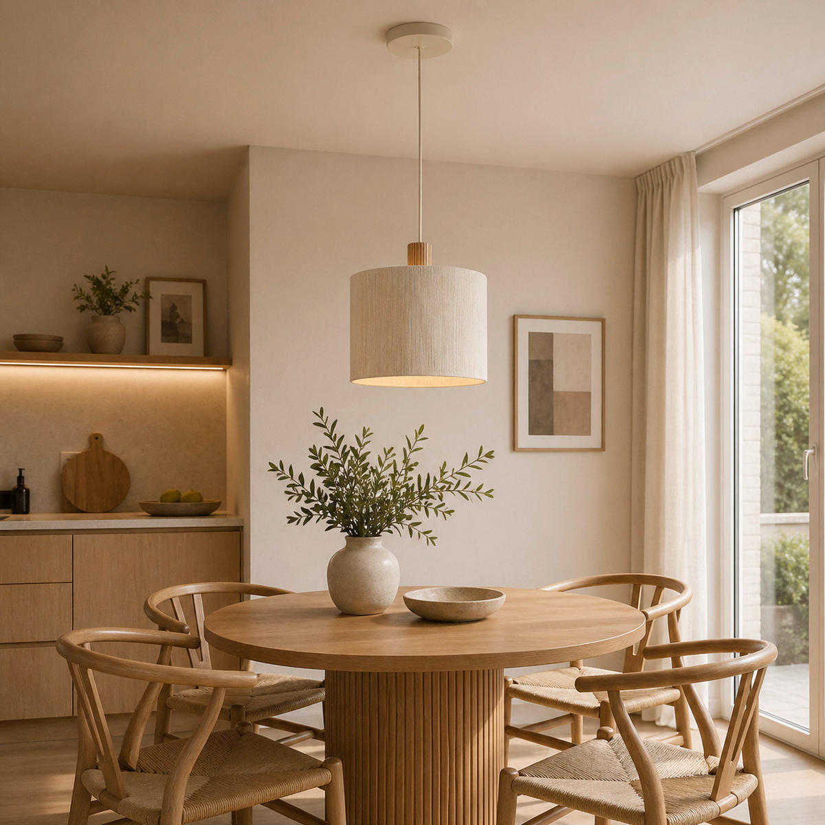 HÄNGELEUCHTE ARLO 35/150 cm  - Beigebraun/Braun, Natur, Holz/Textil (35/150cm)
