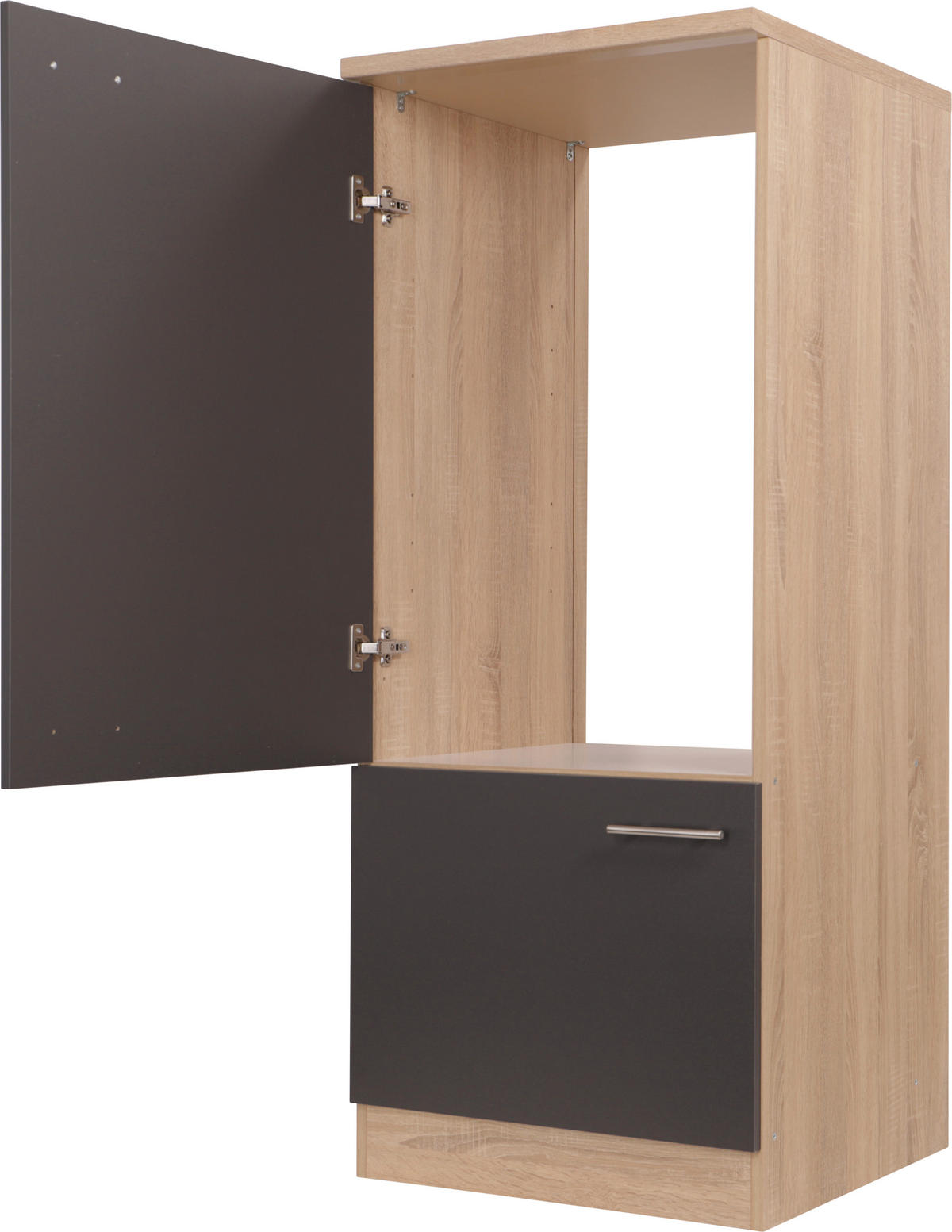 GERÄTEUMBAUSCHRANK 60/144,8/60 cm  in Grau, Eichefarben  - Eichefarben/Silberfarben, Basics, Holzwerkstoff/Metall (60/144,8/60cm) - Respekta