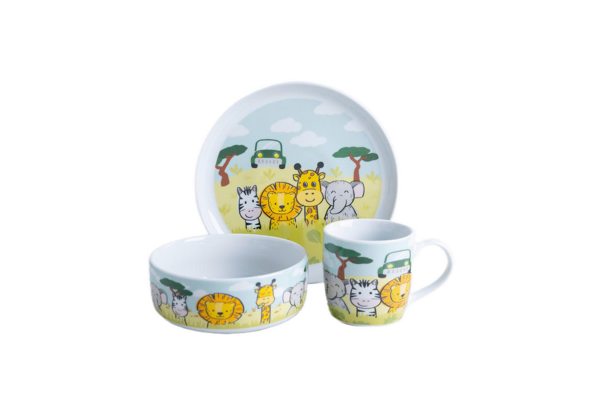 KINDERGESCHIRRSET 3-teilig  - Multicolor, KONVENTIONELL, Keramik (10/25,5/22,2cm) - Van Well