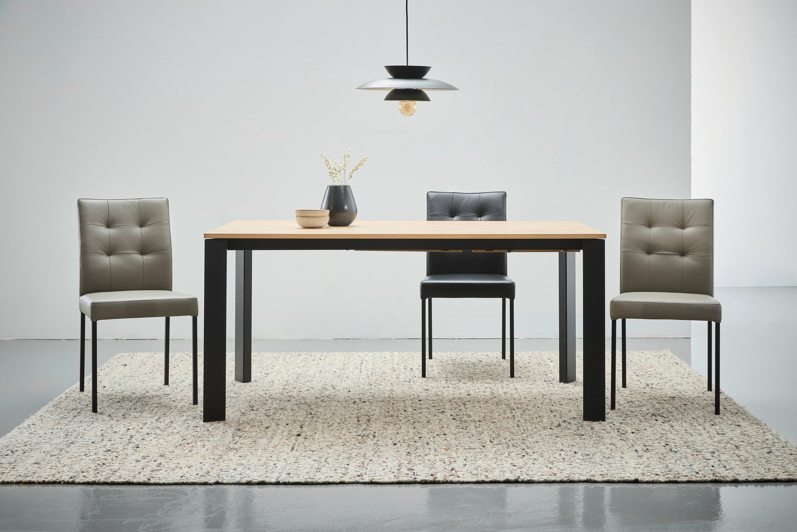 STUHL Echtleder Grau  - Schwarz/Grau, Design, Leder/Metall (45,5/86/57,5cm) - home24