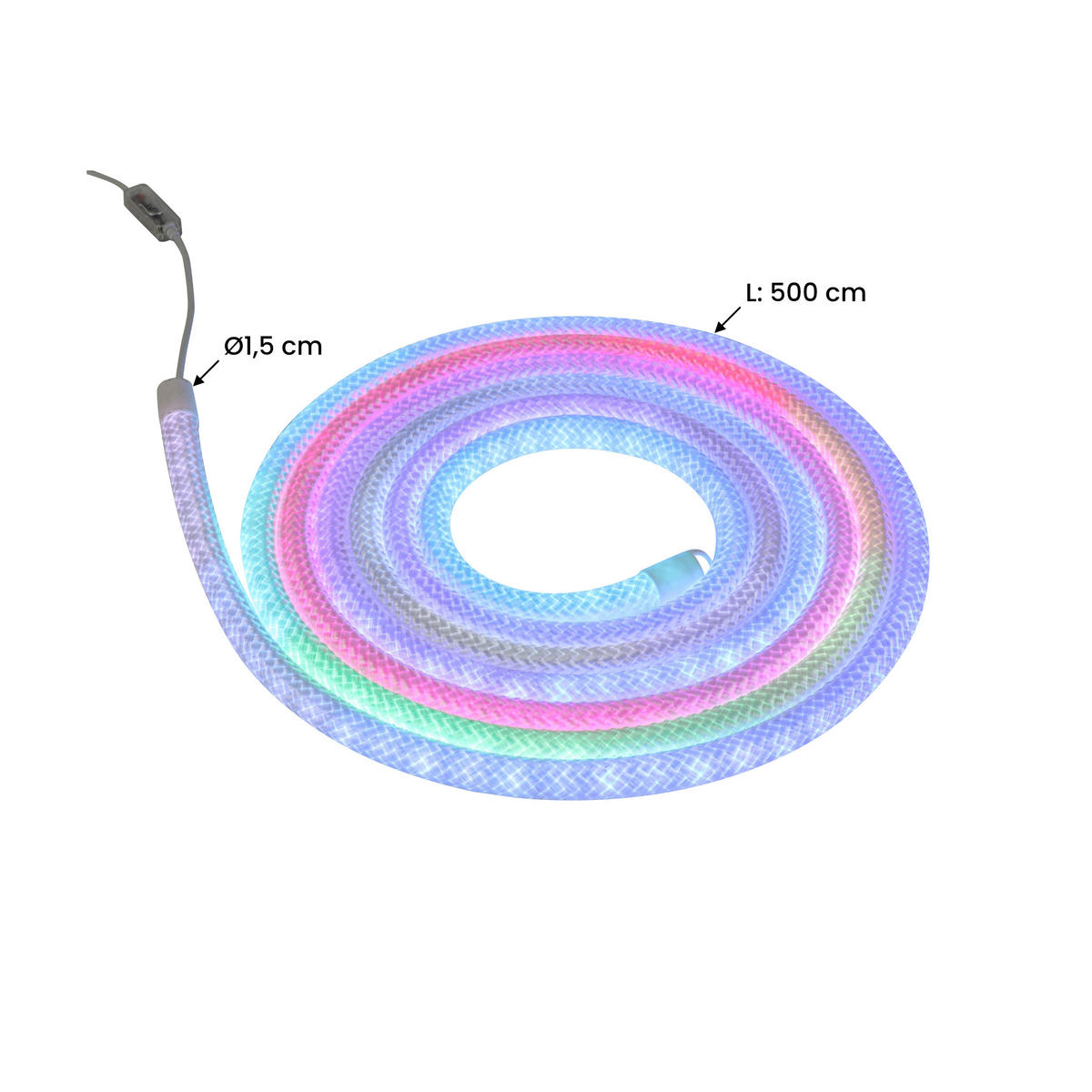 LED-DEKOLEUCHTE 500 cm  - Transparent/Weiß, Trend, Kunststoff/Textil (500cm) - Novel