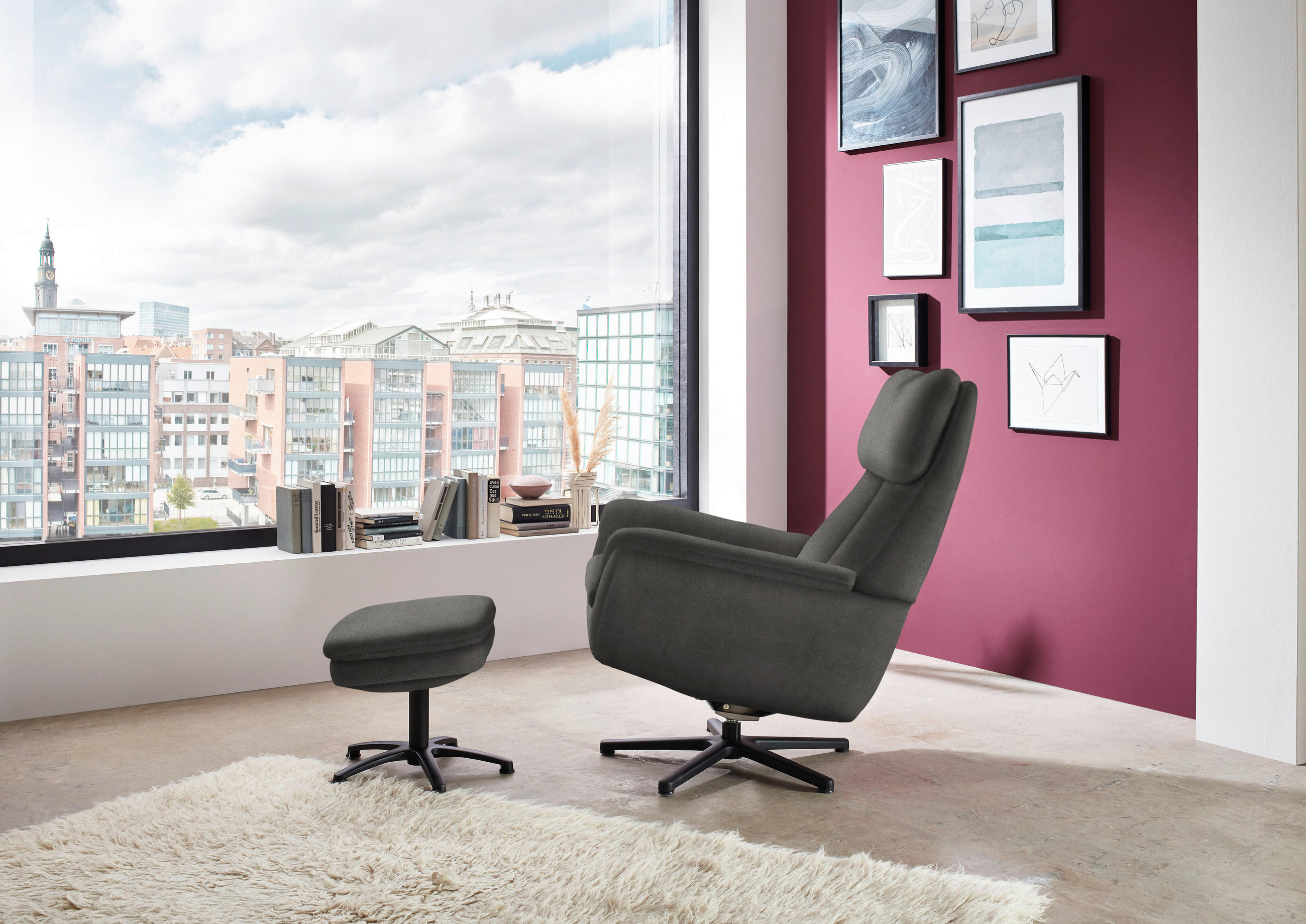RELAXSESSEL in Textil Grau  - Schwarz/Grau, Design, Textil/Metall (79/108/89cm) - Beldomo Style