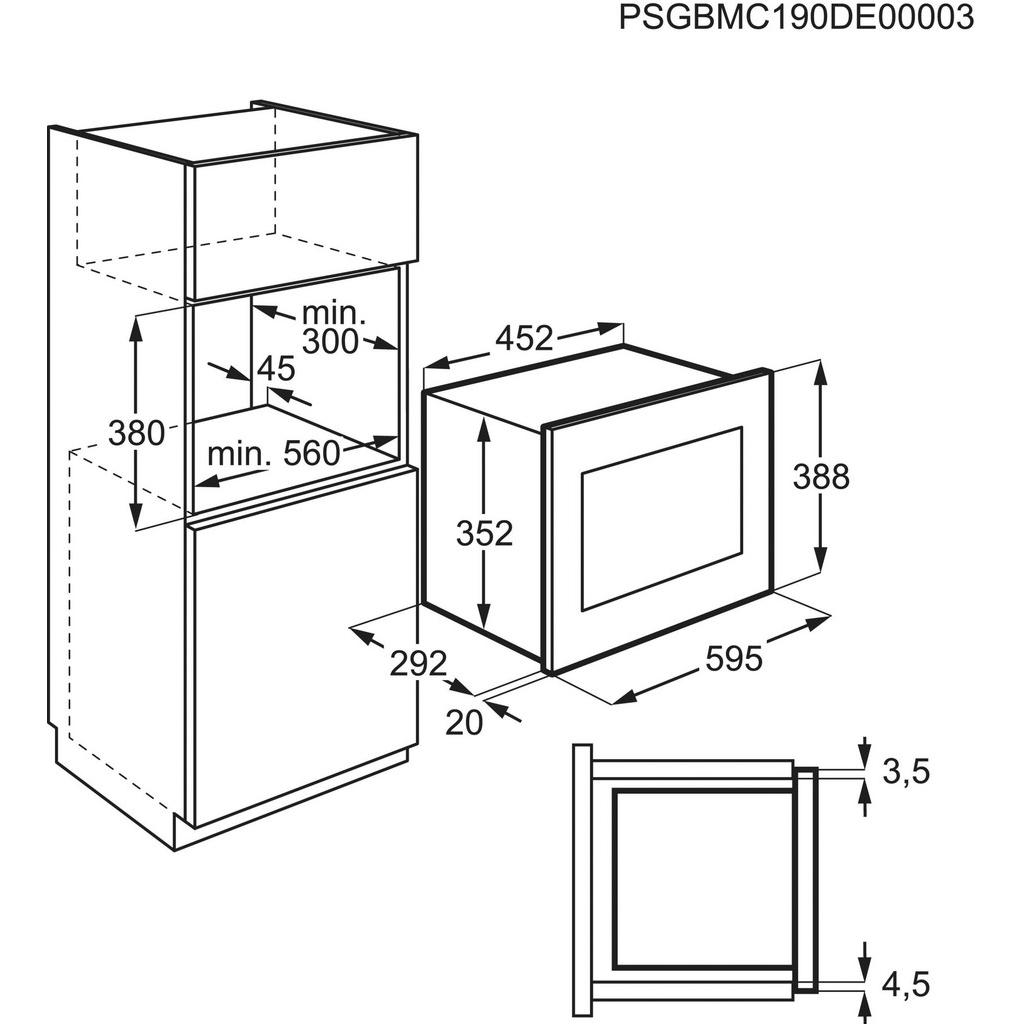 Thumbnail - Electrolux Einbaumikrowelle, Schwarz, Metall, Glas, 59.5x38.8x31.2 cm, Auftaufunktion, digitaler Timer, Signalton, Timer...
