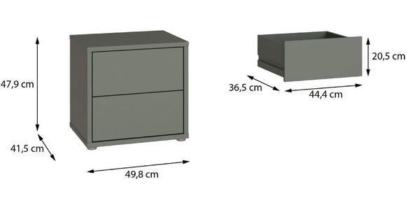 NACHTSCHRANK 50/48/42 cm  - Salbeigrün/Silberfarben, Trend, Holzwerkstoff/Kunststoff (50/48/42cm) - Carryhome