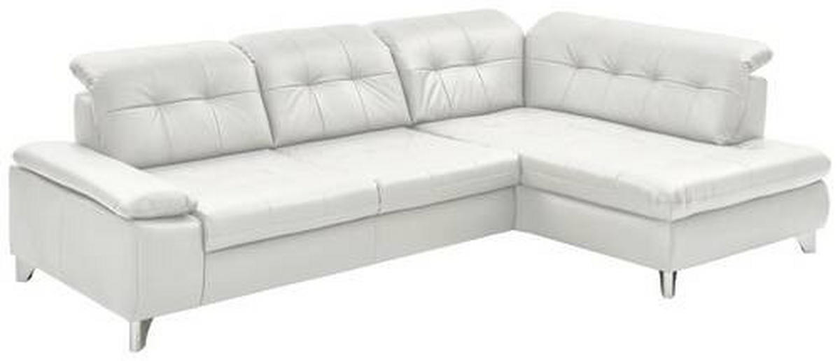ECKSOFA in Echtleder Weiss  - Weiss/Alufarben, Design, Leder/Metall (309/211cm) - Beldomo Speed