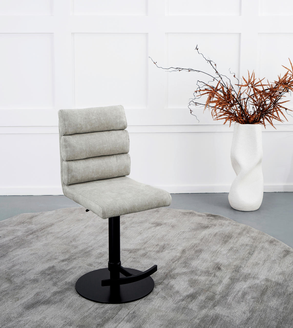 BARHOCKER Webstoff Sandfarben Eisen Stoffauswahl, Sitzfläche 360° drehbar  - Sandfarben/Schwarz, Design, Textil/Metall (42/90-117/58,5cm) - Novel