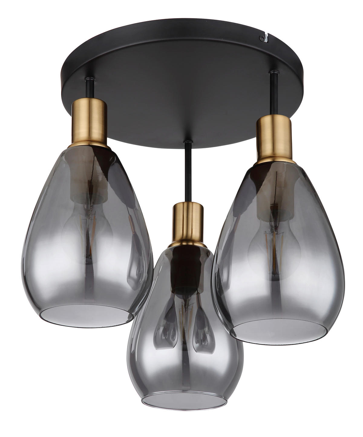 DECKENLEUCHTE  38/38 cm    - Messingfarben/Schwarz, Design, Glas/Metall (38/38cm) - Globo
