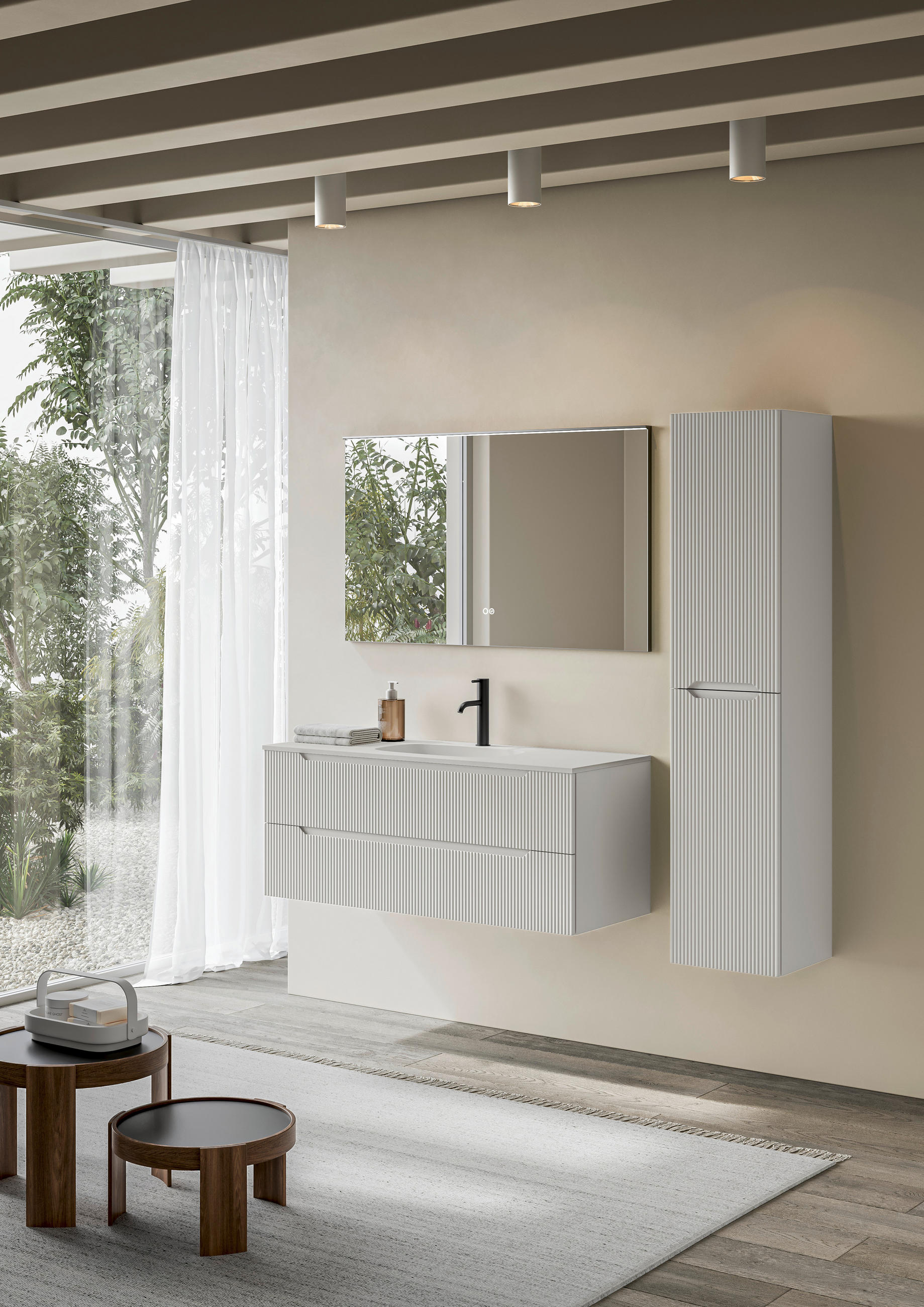BADEZIMMER 3-teilig 100 cm  - Weiss, Konventionell, Holzwerkstoff/Stein (100cm) - Belluti