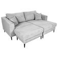 ECKSOFA Hellgrau Cord  - Hellgrau/Schwarz, KONVENTIONELL, Holz/Textil (212/155cm) - Carryhome