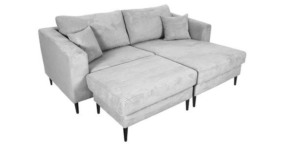 ECKSOFA Hellgrau Cord - Hellgrau/Schwarz, KONVENTIONELL, Holz/Textil (212/155cm) - Carryhome