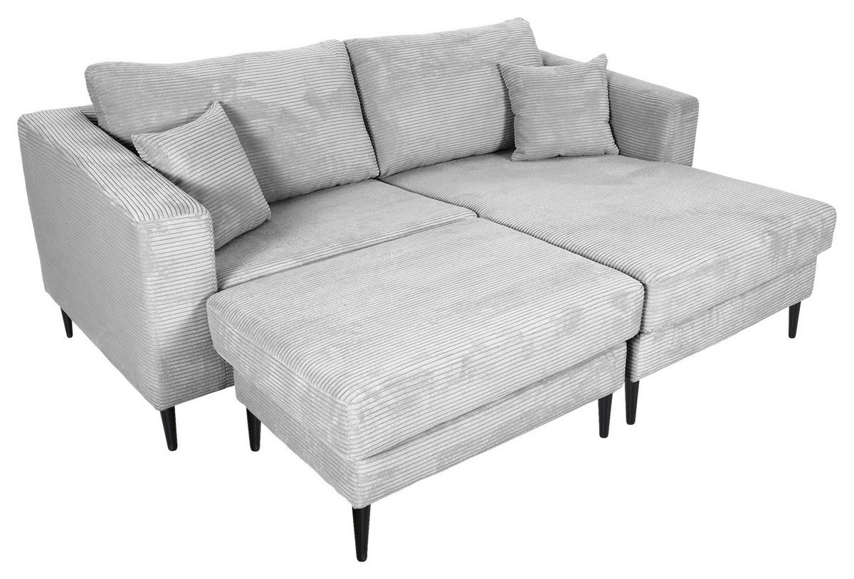 HOCKER in Textil Hellgrau  - Hellgrau/Schwarz, Konventionell, Holz/Textil (89/45/63cm) - Carryhome