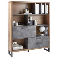 REGAL siva, boje hrasta  drvni materijal  - siva/boje hrasta, Trend, drvni materijal/metal (140/175/35cm) - Stylife