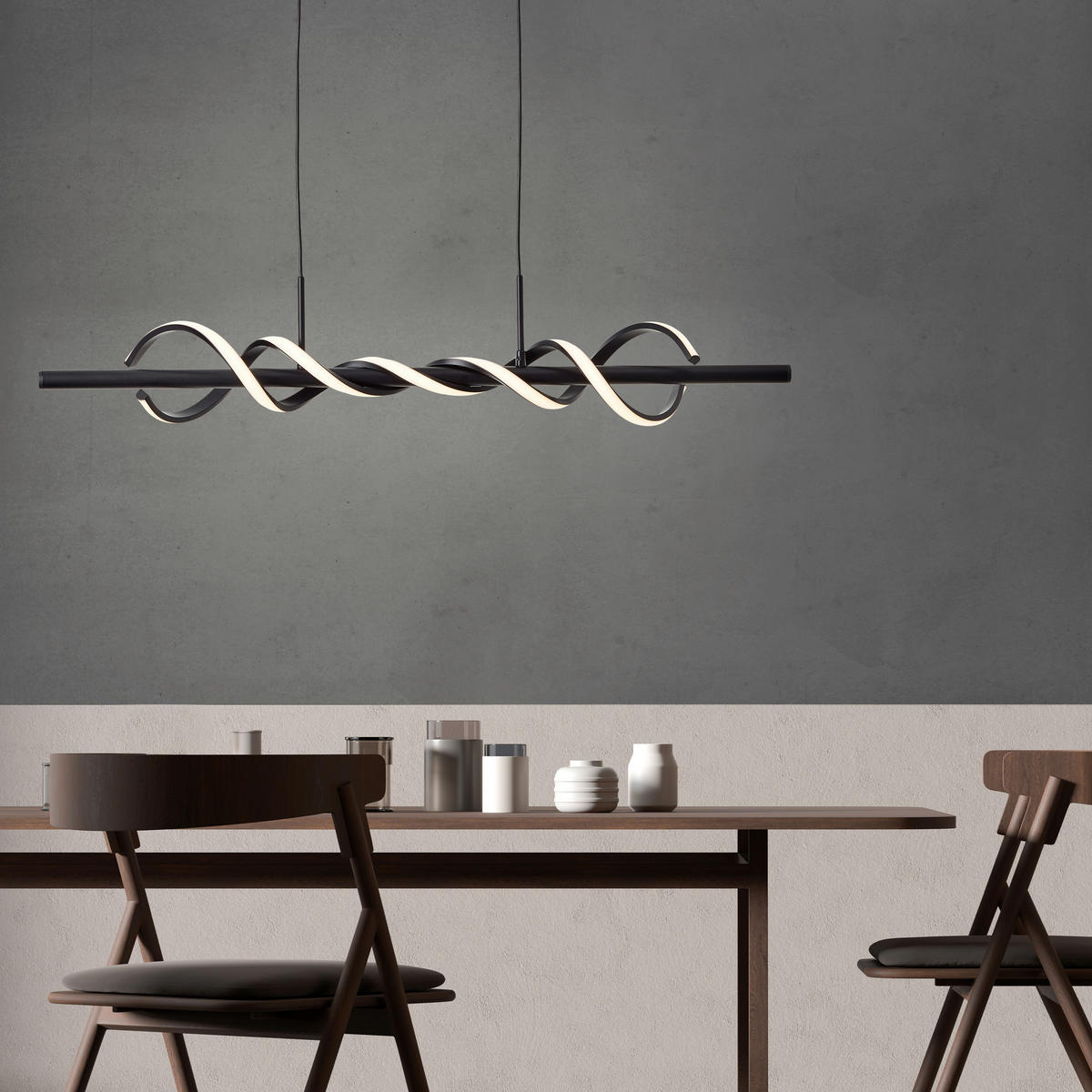 LED-PENDELLEUCHTE    - Schwarz, Design, Kunststoff/Metall (150/95,5/18cm) - Brilliant