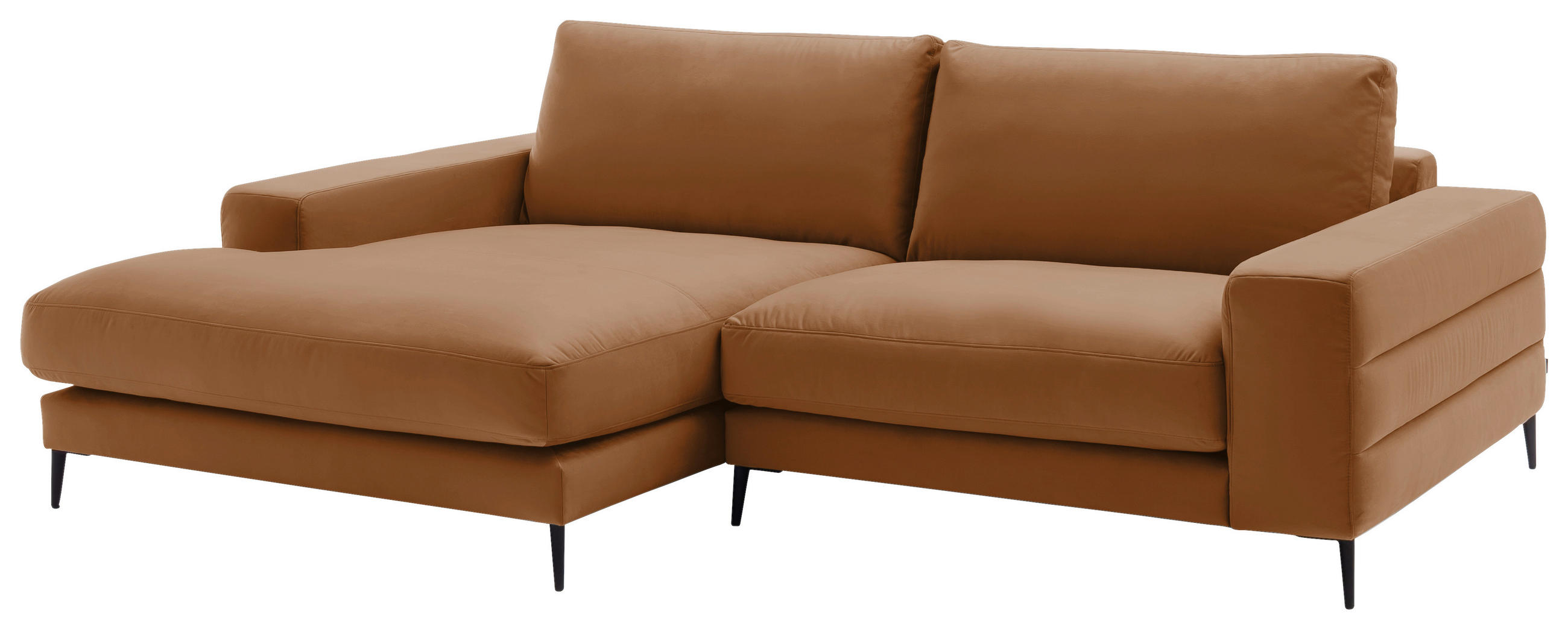 ECKSOFA in Velours Kupferfarben  - Schwarz/Kupferfarben, Design, Textil/Metall (177/253cm) - Dieter Knoll