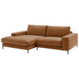 ECKSOFA in Velours Kupferfarben  177/253 cm  - Schwarz/Kupferfarben, Design, Textil/Metall (177/253cm) - Dieter Knoll