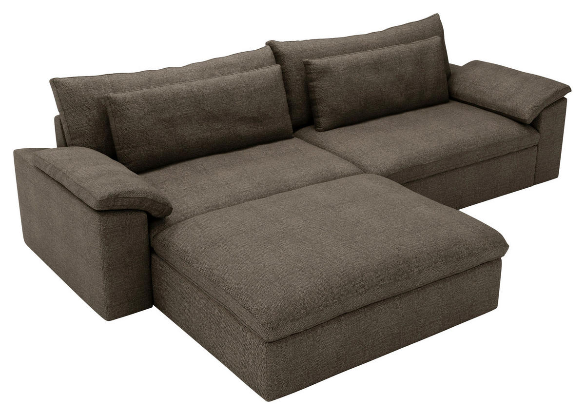 ECKSOFA  in Webstoff Braun  198/306 cm  - Schwarz/Braun, MODERN, Kunststoff/Textil (198/306cm) - Carryhome